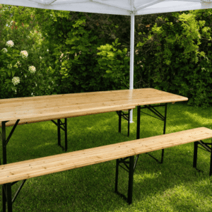 Location Table et bancs en bois 220x80 Location Table et bancs en bois 220x80